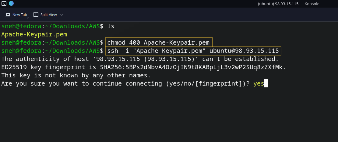 Login Server vai SSH